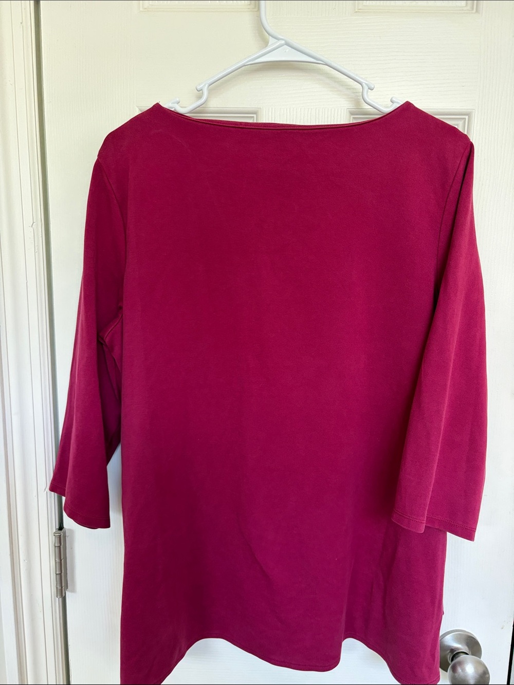 Chico's Raspberry-Red Side-Button Boatneck Tunic - Picture 3 of 4